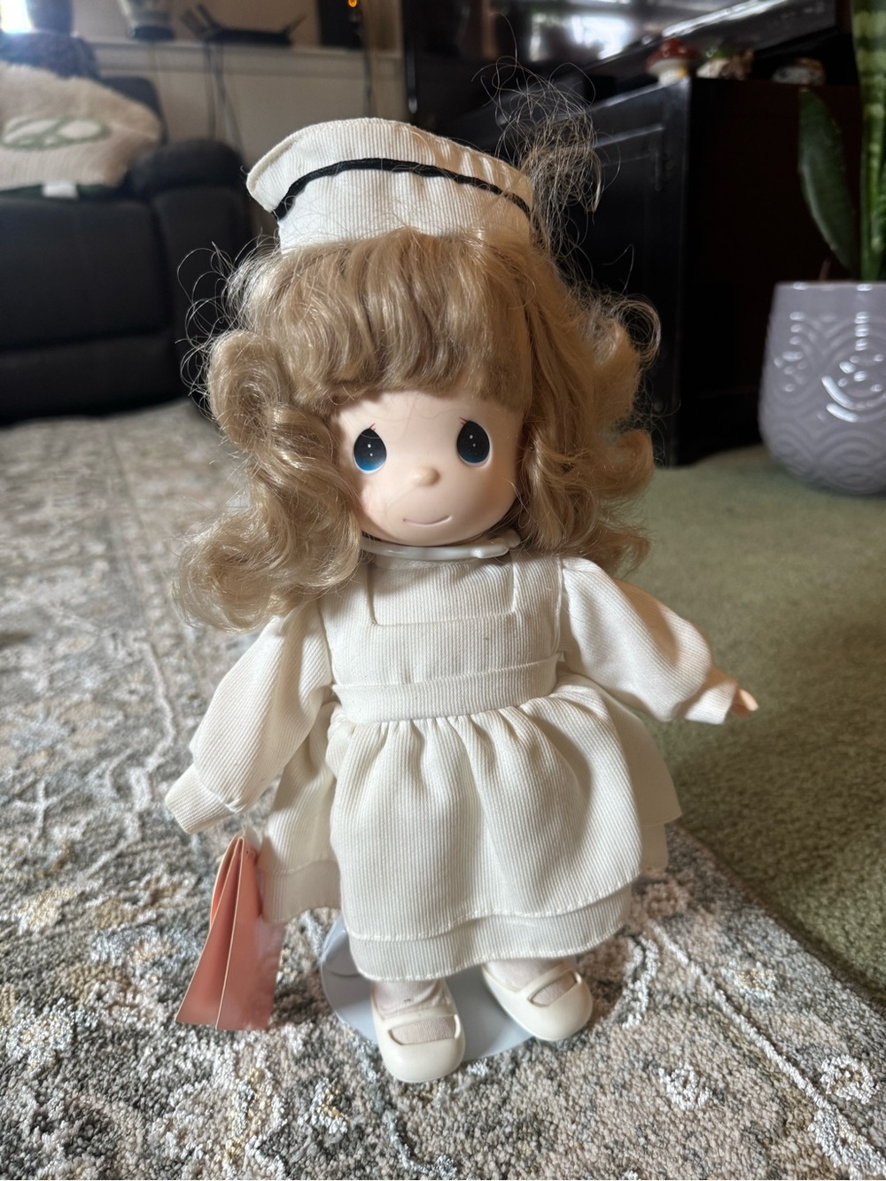 Vintage Precious Moments Cream Nurse Doll with Light Brown Hair